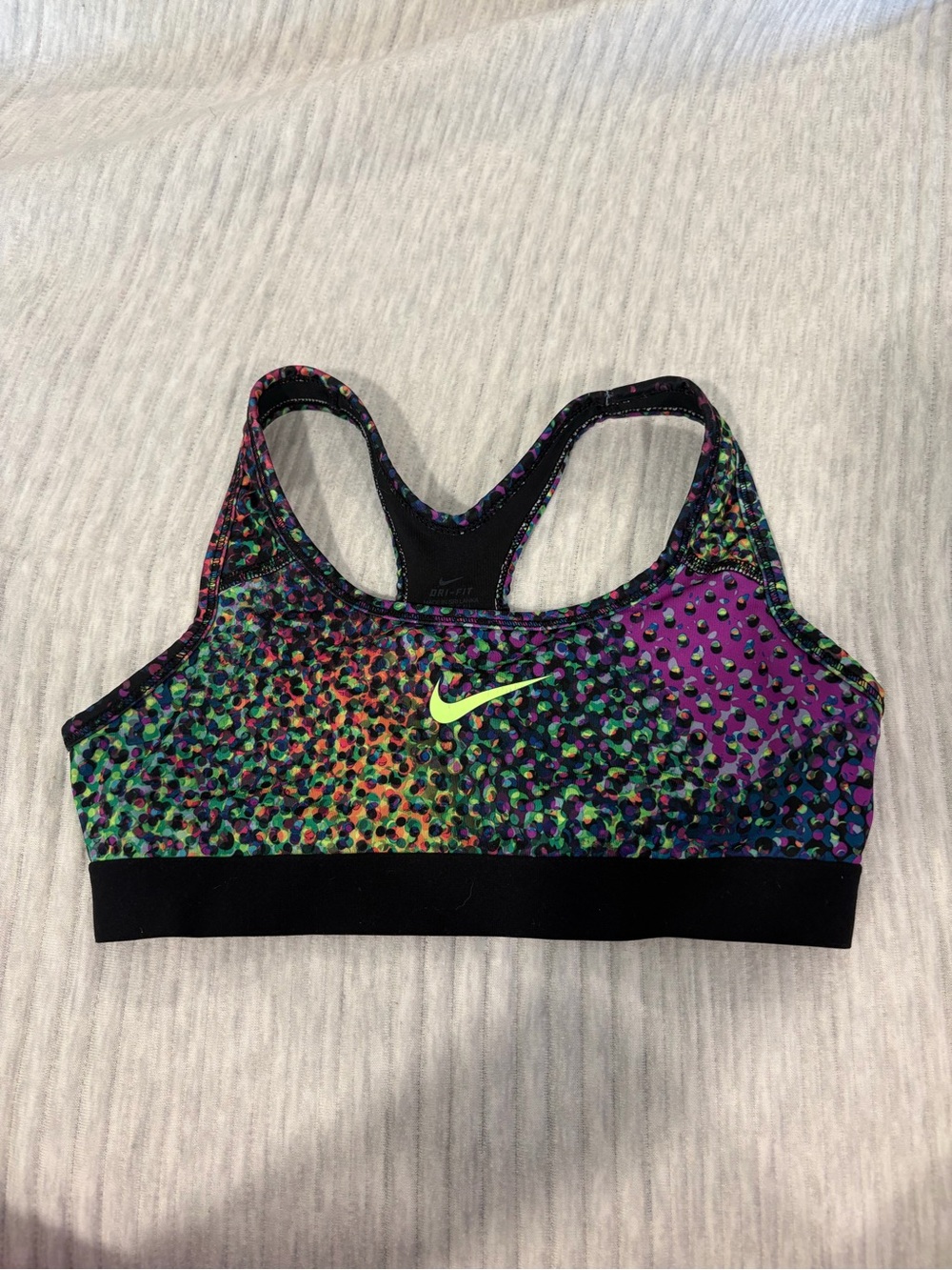 Nike Neon Swoosh Multicolor Cheetah-Print Racerback Sports Bra